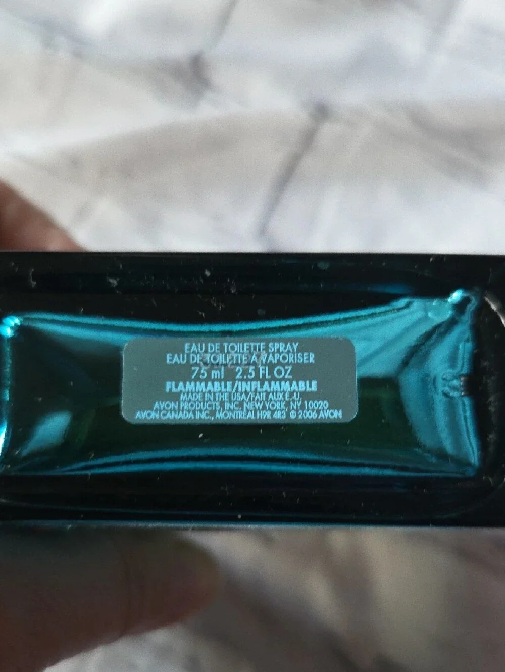 Avon Driven Men's Cologne Bottle in Teal Blue and Silver